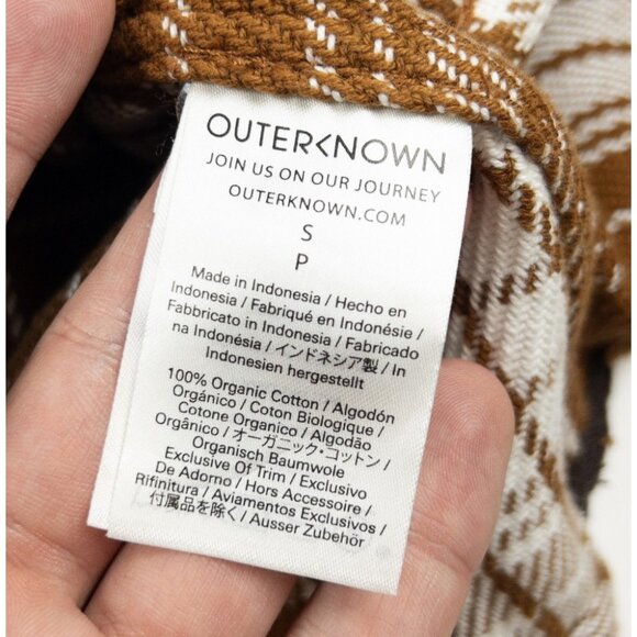 Outerknown Blanket Shirt Men's Small Heavyweight Flannel Orange Plaid Button-Up - Picture 9 of 14